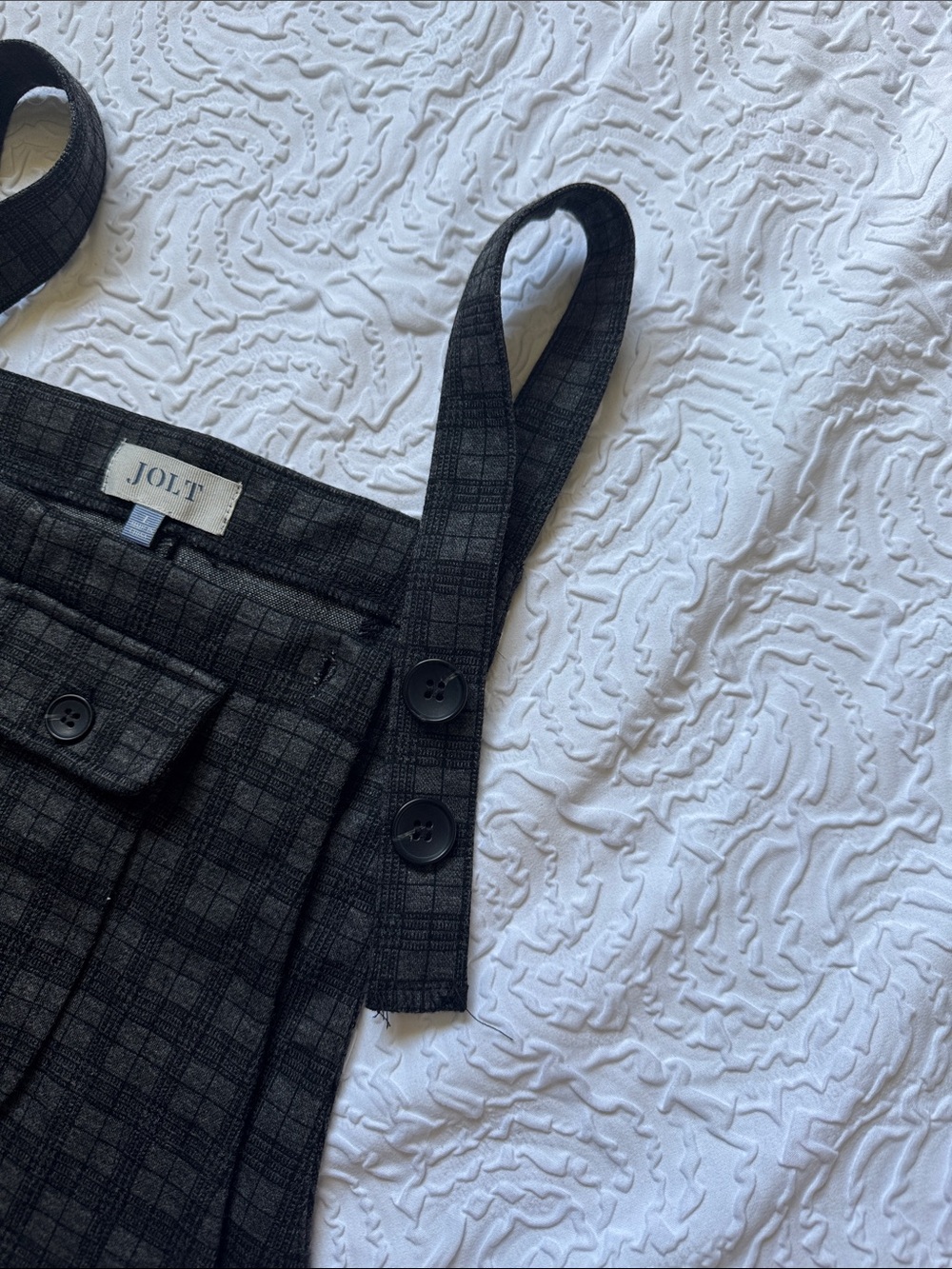 Jolt Charcoal Plaid Overall Dress - Picture 9 of 11